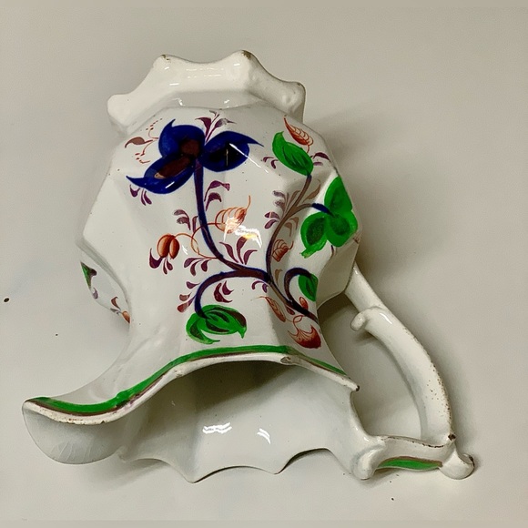 19th Century Gaudy Welsh Unrecorded Pattern Octagonal Footed Jug Handled Pitcher - Picture 11 of 16